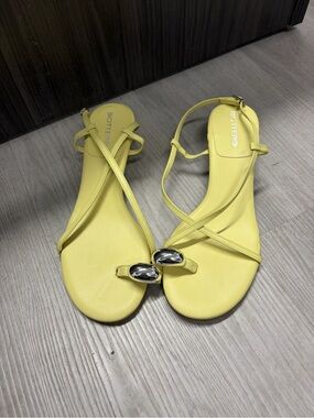 Bottero Yellow Strappy Flat Sandals with Silver Detail (Runs big)